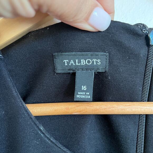 Talbots Sheath Dress Size 16 Black Contrast Stitching Classic Office Capsule - Picture 7 of 9